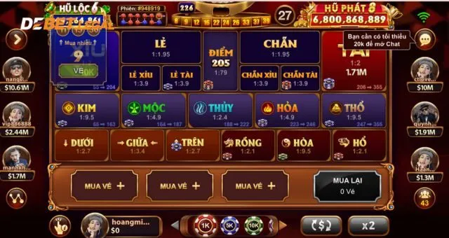 Keno Debet | Game cá cược độc đáo, chơi dễ thắng khủng 3 Cửa cược Keno Debet Kim/Mộc/Thủy/Hỏa/Thổ