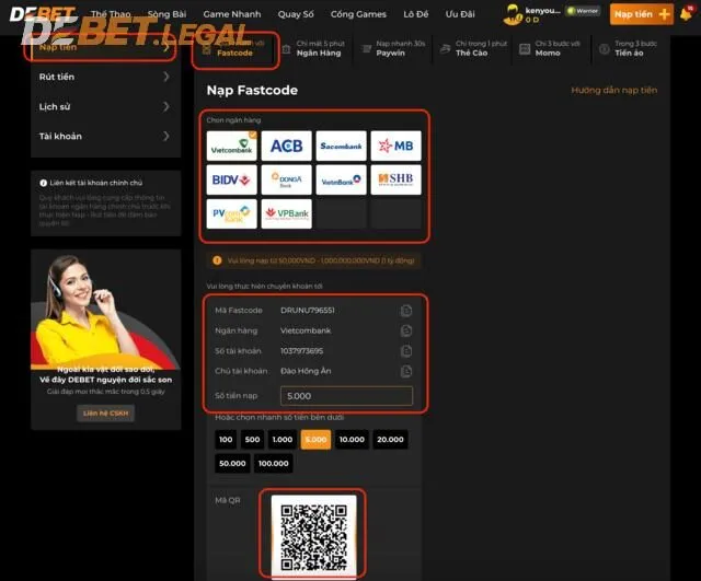 Hướng dẫn nạp rút Debet cụ thể từ A - Z 3 Hình thức nạp qua mã Fastcode