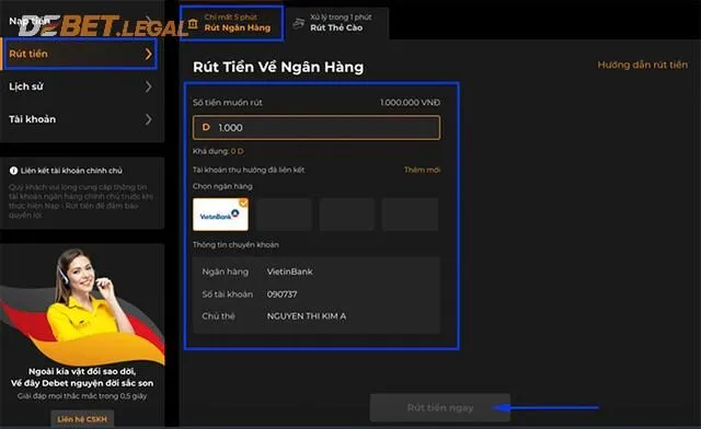 Hướng dẫn nạp rút Debet cụ thể từ A - Z 5 Giao dịch rút tiền với thẻ ngân hàng siêu dễ